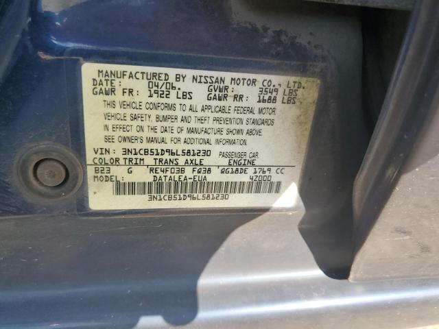 3N1CB51D96L581230 - 2006 NISSAN SENTRA 1.8 BLUE photo 12