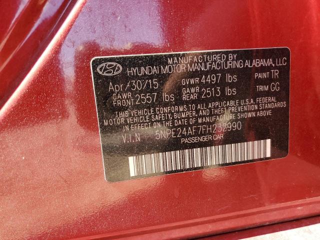 5NPE24AF7FH232990 - 2015 HYUNDAI SONATA SE RED photo 13