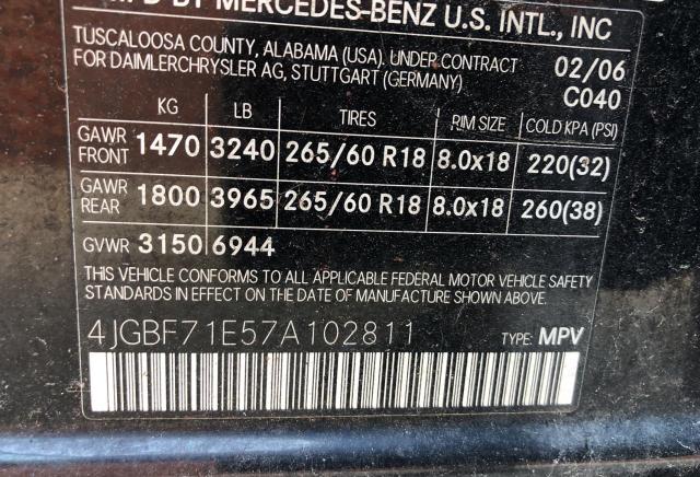 4JGBF71E57A102811 - 2007 MERCEDES-BENZ GL 450 4MATIC BLACK photo 10