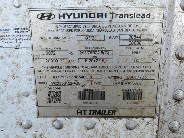 3H3V532K7NS540018 - 2022 HYUNDAI TRANSLEAD WHITE photo 10