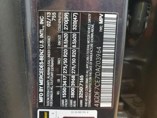 4JGDF7CE7DA203964 - 2013 MERCEDES-BENZ GL 450 4MATIC GRAY photo 13