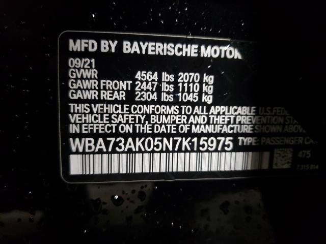 WBA73AK05N7K15975 - 2022 BMW 228XI BLACK photo 12