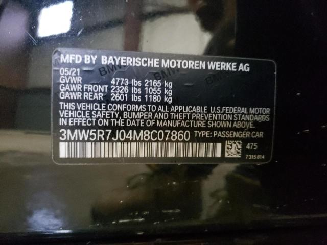 3MW5R7J04M8C07860 - 2021 BMW 330XI BLACK photo 12