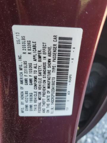 1HGCR2F52DA198275 - 2013 HONDA ACCORD SPORT Червоний фото 12