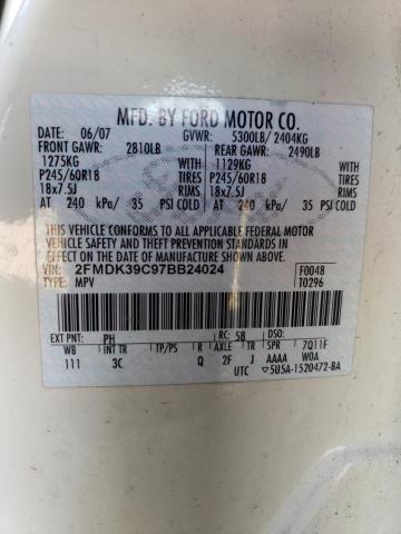 2FMDK39C97BB24024 - 2007 FORD EDGE SEL PLUS CREAM photo 14