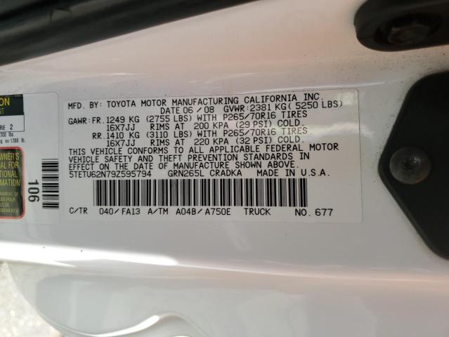 5TETU62N79Z595794 - 2009 TOYOTA TACOMA PRERUNNER ACCESS CAB WHITE photo 13
