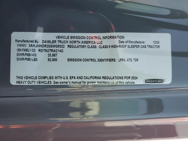 3AKJHHDR2SSWG9322 - 2025 FREIGHTLINER CASCADIA 1 Մոխրագույն լուսանկար 10