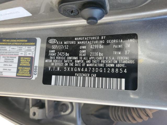 5XXGN4A73DG128854 - 2013 KIA OPTIMA EX ნაცრისფერი ფოტო 12