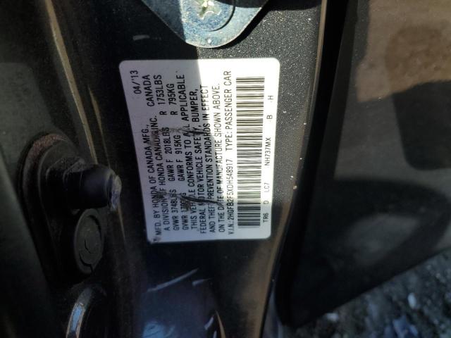 2HGFB2F5XDH548917 - 2013 HONDA CIVIC LX GRAY photo 12
