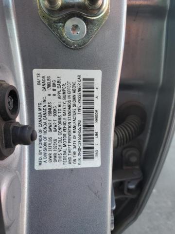 2HGFC2F55JH557243 - 2018 HONDA CIVIC LX SILVER photo 12