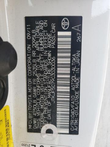 JTKJF5C79C3030036 - 2012 TOYOTA SCION TC WHITE photo 12