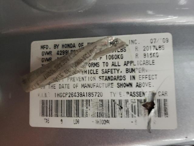 1HGCP26439A185720 - 2009 HONDA ACCORD LXP Gümüş foto 12