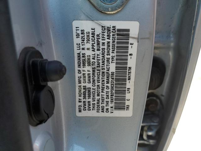 19XFB2F59CE314180 - 2012 HONDA CIVIC LX SILVER photo 12
