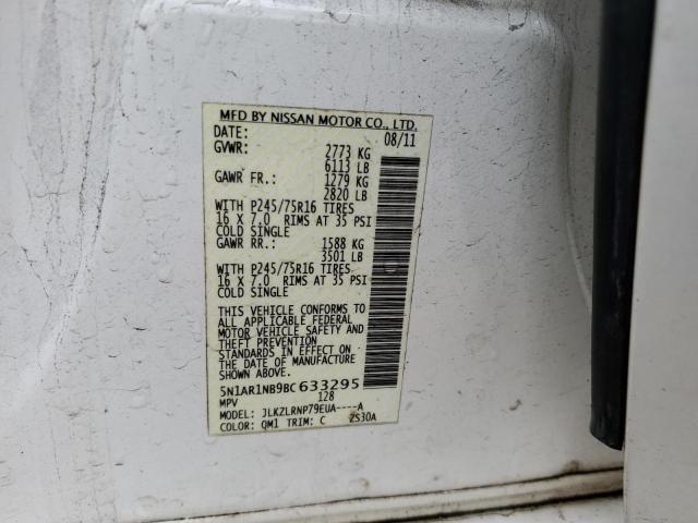5N1AR1NB9BC633295 - 2011 NISSAN PATHFINDER S WHITE photo 14