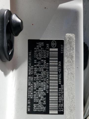 4T1BF3EK3AU571779 - 2010 TOYOTA CAMRY BASE WHITE photo 12