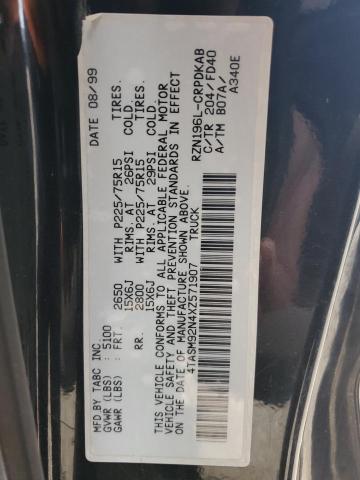 4TASM92N4XZ571907 - 1999 TOYOTA TACOMA XTRACAB PRERUNNER BLACK photo 12