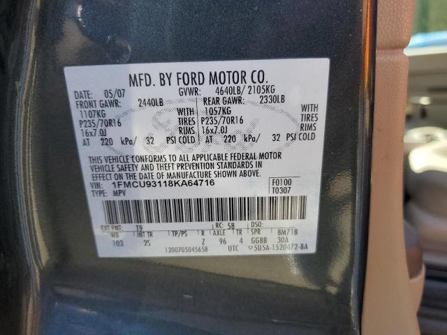 1FMCU93118KA64716 - 2008 FORD ESCAPE XLT GRAY photo 13