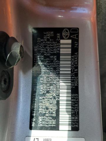 2T1BU40E99C190237 - 2009 TOYOTA COROLLA BASE GRAY photo 12