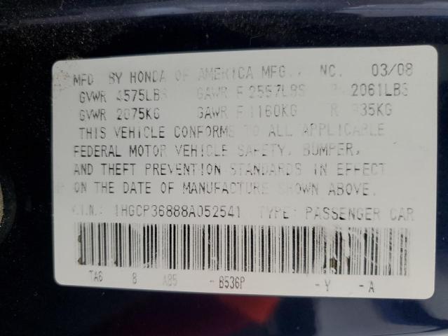 1HGCP36888A052541 - 2008 HONDA ACCORD EXL BLUE photo 12