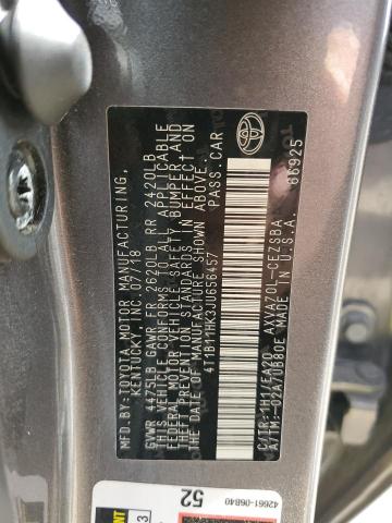 4T1B11HK3JU656457 - 2018 TOYOTA CAMRY L CHARCOAL photo 12