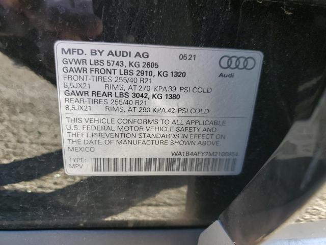 WA1B4AFY7M2106854 - 2021 AUDI SQ5 PREMIUM PLUS BLACK photo 13