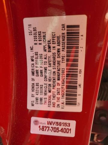 1HGCR2F5XGA225663 - 2016 HONDA ACCORD SPORT RED photo 12