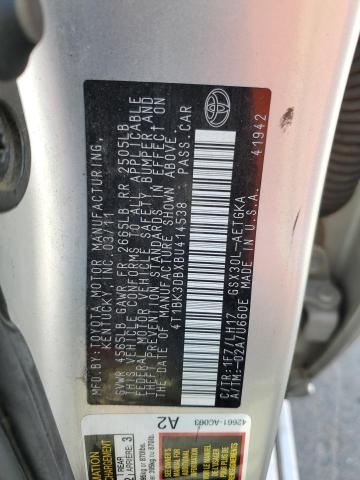 4T1BK3DBXBU414538 - 2011 TOYOTA AVALON BASE Gümüş foto 12