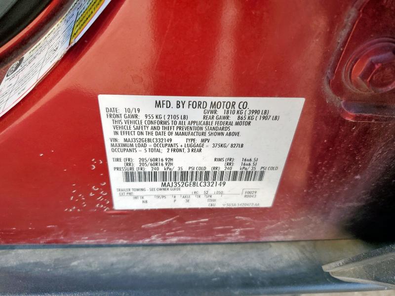 MAJ3S2GE8LC332149 - 2020 FORD ECOSPORT SE Rojo foto 14