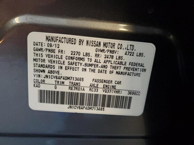 JN1CV6AP4DM713465 - 2013 INFINITI G37 BASE GRAY photo 12