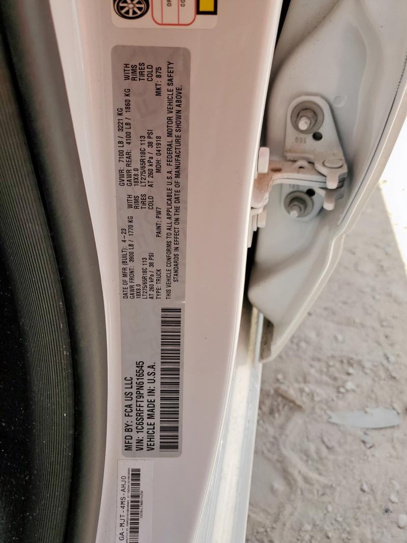 1C6SRFFT9PN616545 - 2023 RAM 1500 BIG HORN/LONE STAR WHITE photo 12