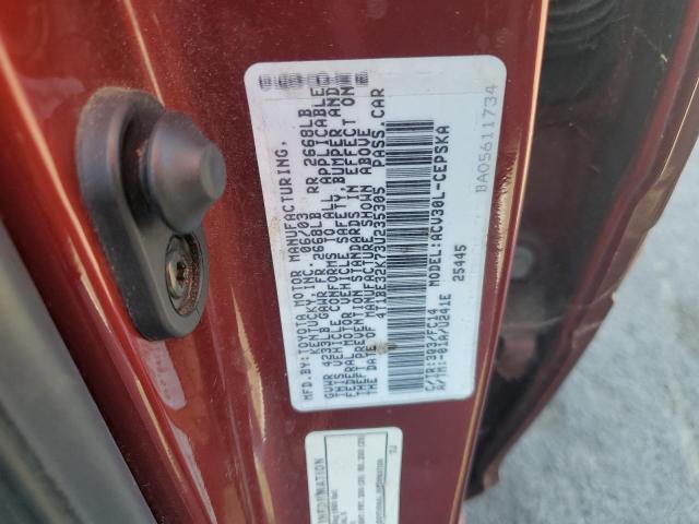 4T1BE32K73U235305 - 2003 TOYOTA CAMRY LE BURGUNDY photo 12