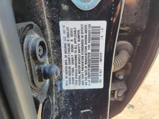19XFC1F39GE037378 - 2016 HONDA CIVIC EX BLACK photo 12