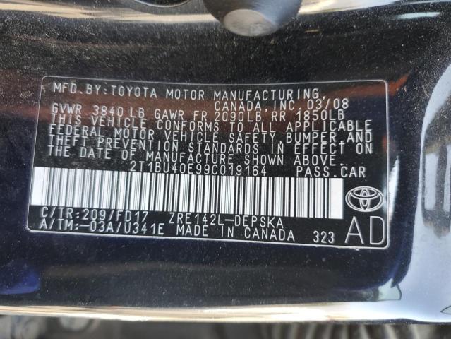 2T1BU40E99C019164 - 2009 TOYOTA COROLLA BASE BLACK photo 13
