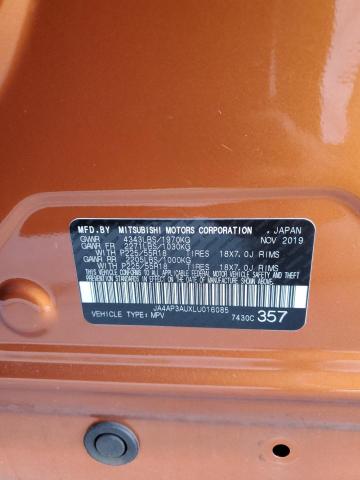 JA4AP3AUXLU016085 - 2020 MITSUBISHI OUTLANDER ES Նարնջագույն լուսանկար 12