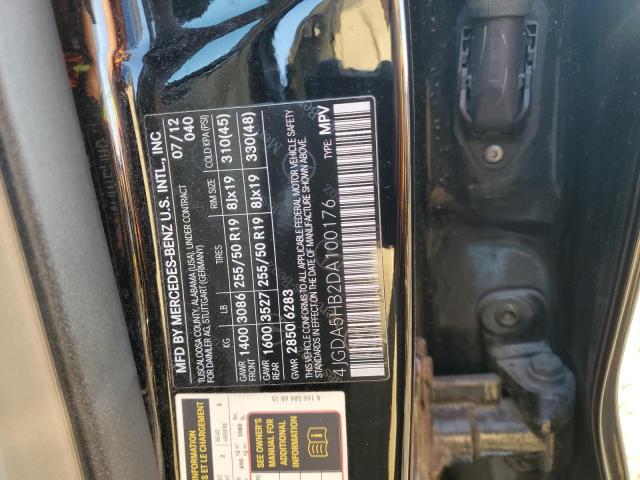 4JGDA5HB2DA100176 - 2013 MERCEDES-BENZ ML 350 4MATIC BLACK photo 13