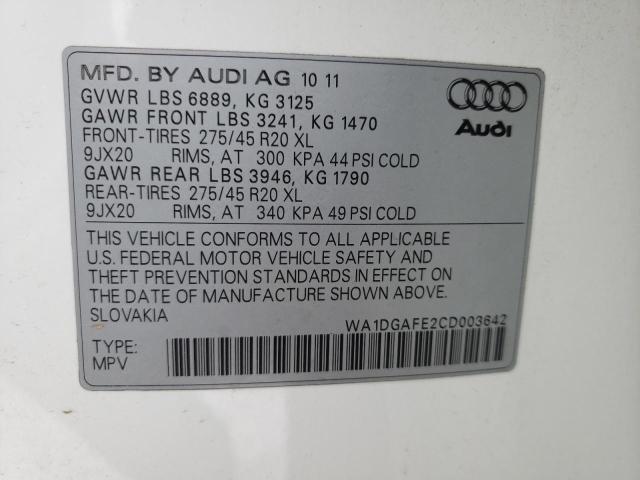 WA1DGAFE2CD003642 - 2012 AUDI Q7 PRESTIGE WHITE photo 13