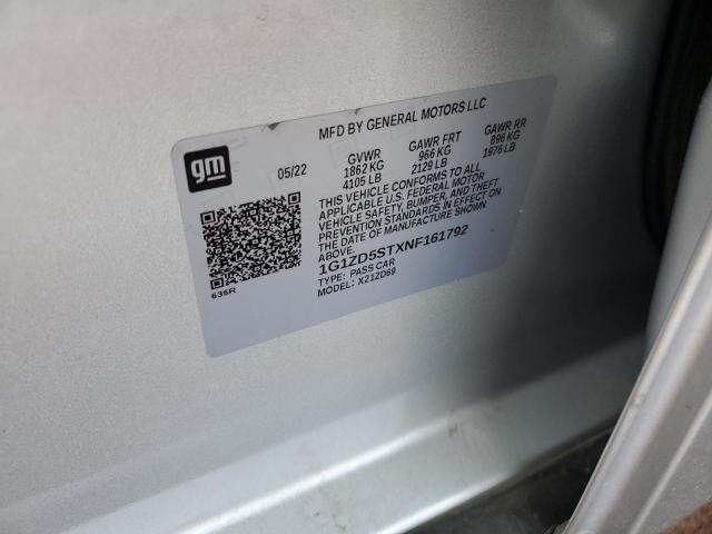 1G1ZD5STXNF161792 - 2022 CHEVROLET MALIBU LT 银色 照片 13