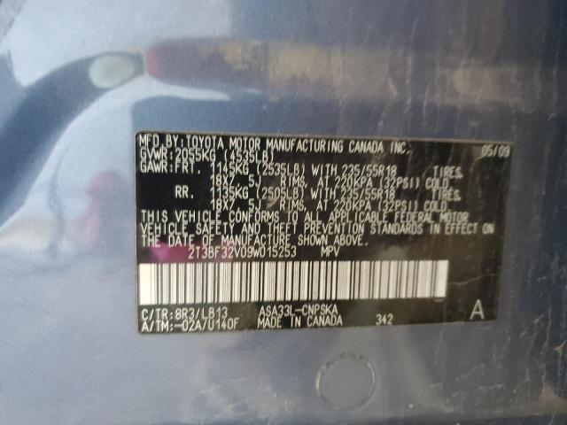 2T3BF32V09W015253 - 2009 TOYOTA RAV4 SPORT 蓝色 照片 13