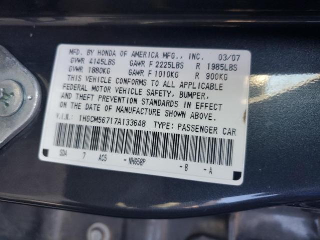 1HGCM56717A133648 - 2007 HONDA ACCORD EX CHARCOAL photo 12