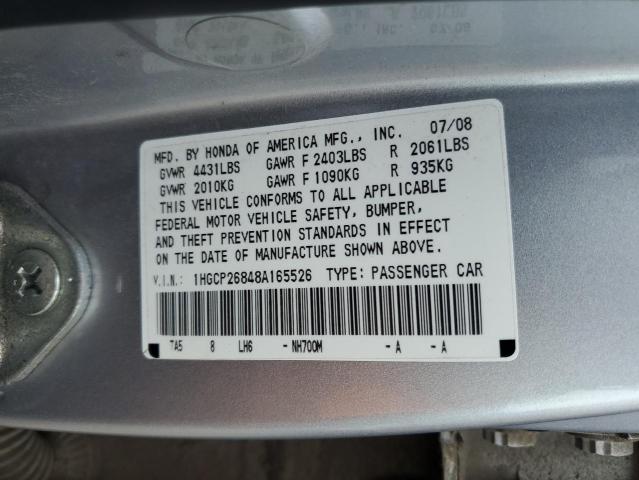 1HGCP26848A165526 - 2008 HONDA ACCORD EXL SILVER photo 12