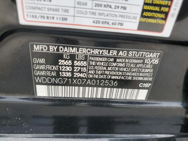 WDDNG71X07A012536 - 2007 MERCEDES-BENZ S 550 BLACK photo 12