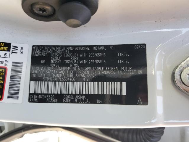 5TDHZRAH7LS504466 - 2020 TOYOTA HIGHLANDER XLE 白色 照片 13