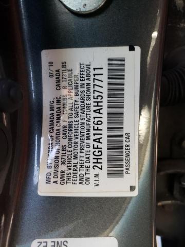 2HGFA1F61AH577711 - 2010 HONDA CIVIC LX-S Сірий фото 12