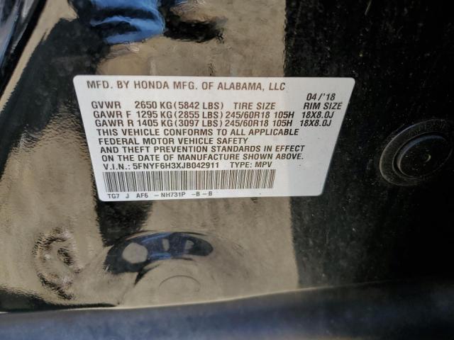 5FNYF6H3XJB042911 - 2018 HONDA PILOT EX BLACK photo 13