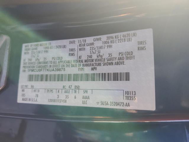 1FMCU0F77KUA39875 - 2019 FORD ESCAPE S BLUE photo 13