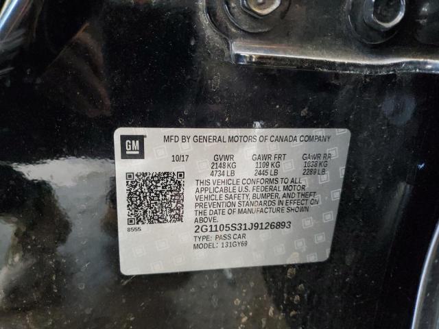 2G1105S31J9126893 - 2018 CHEVROLET IMPALA LT შავი ფოტო 12