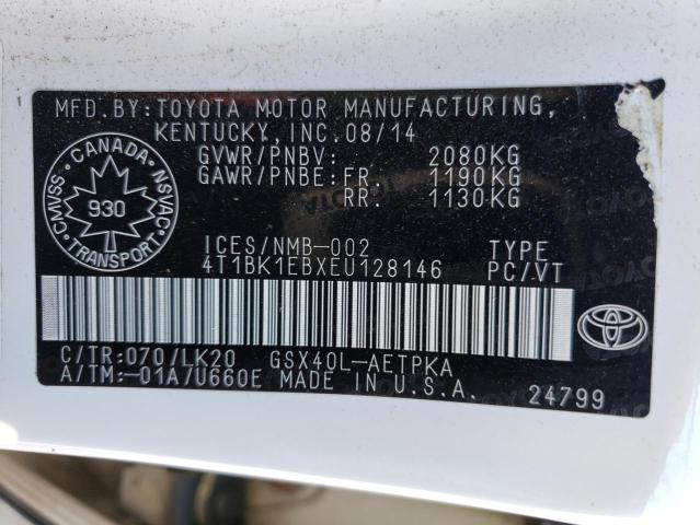 4T1BK1EBXEU128146 - 2014 TOYOTA AVALON BASE 白色 照片 13