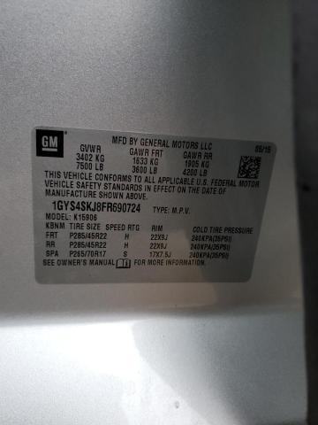 1GYS4SKJ8FR690724 - 2015 CADILLAC ESCALADE ESV LUXURY SILVER photo 12