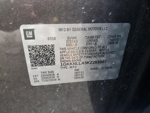 1GKKNLLA5KZ293087 - 2019 GMC ACADIA SLE BROWN photo 13