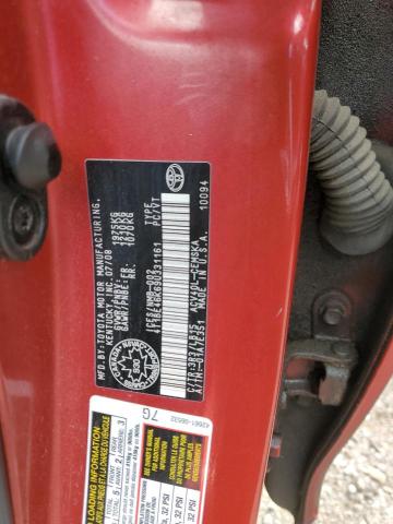 4T1BE46K69U331161 - 2009 TOYOTA CAMRY BASE RED photo 13